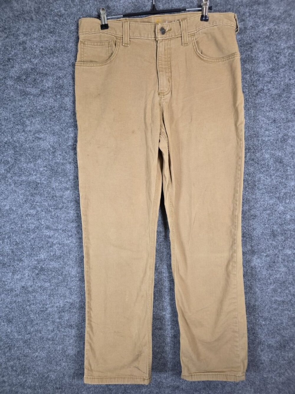 Carhartt Pants Mens 32x30 Beige Relaxed Canvas Carpenter Stretch Workwear FLAW